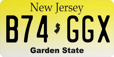 NJ license plate B74GGX