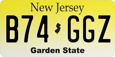 NJ license plate B74GGZ