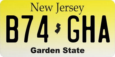 NJ license plate B74GHA