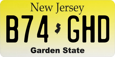 NJ license plate B74GHD