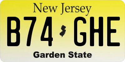 NJ license plate B74GHE