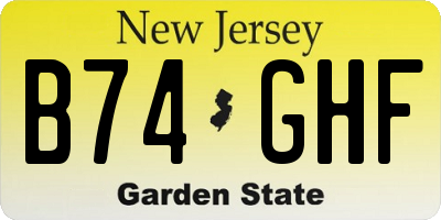 NJ license plate B74GHF