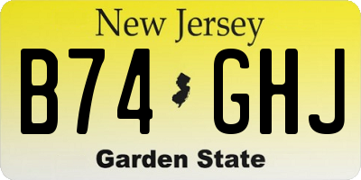 NJ license plate B74GHJ