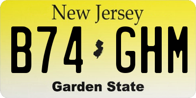 NJ license plate B74GHM