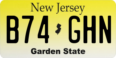 NJ license plate B74GHN