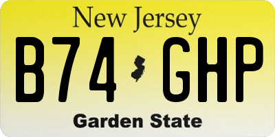 NJ license plate B74GHP