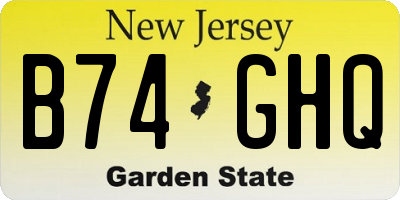 NJ license plate B74GHQ