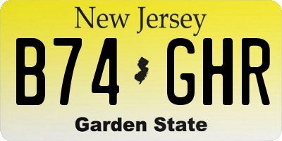 NJ license plate B74GHR