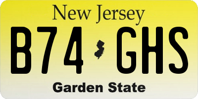 NJ license plate B74GHS