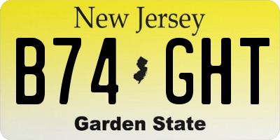 NJ license plate B74GHT
