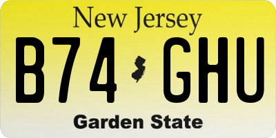 NJ license plate B74GHU