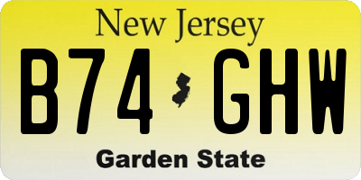 NJ license plate B74GHW