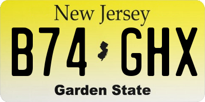 NJ license plate B74GHX