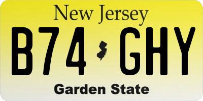 NJ license plate B74GHY