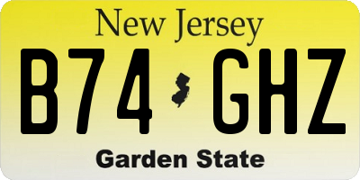 NJ license plate B74GHZ