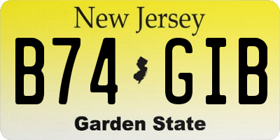 NJ license plate B74GIB