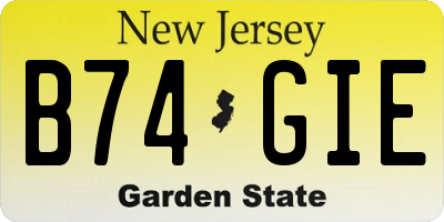 NJ license plate B74GIE