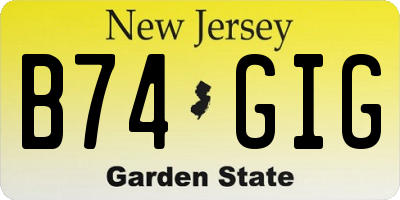 NJ license plate B74GIG