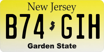 NJ license plate B74GIH
