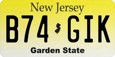 NJ license plate B74GIK
