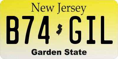 NJ license plate B74GIL