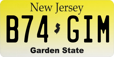 NJ license plate B74GIM