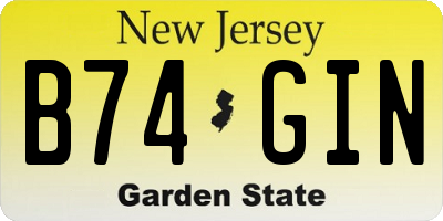 NJ license plate B74GIN