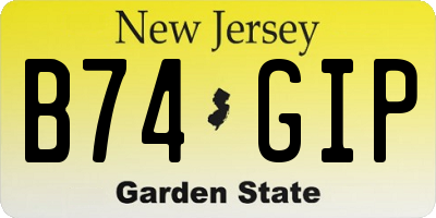 NJ license plate B74GIP