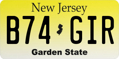 NJ license plate B74GIR