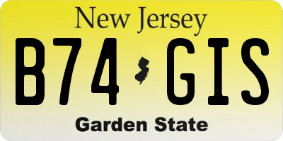NJ license plate B74GIS