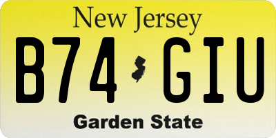 NJ license plate B74GIU
