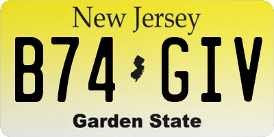 NJ license plate B74GIV
