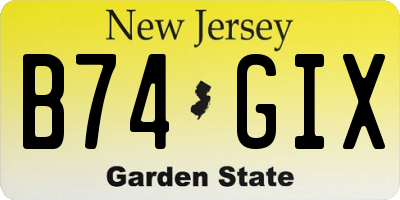 NJ license plate B74GIX