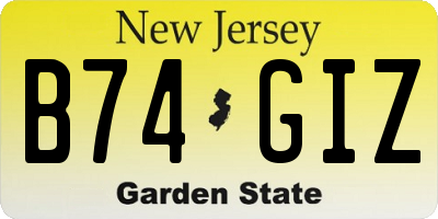 NJ license plate B74GIZ