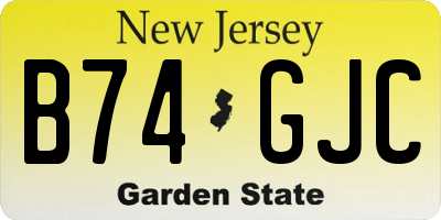 NJ license plate B74GJC