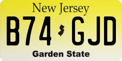 NJ license plate B74GJD