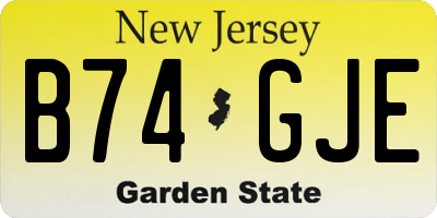 NJ license plate B74GJE