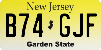 NJ license plate B74GJF