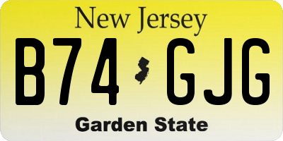 NJ license plate B74GJG