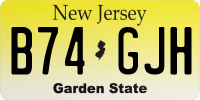 NJ license plate B74GJH