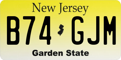 NJ license plate B74GJM