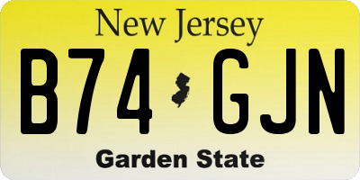 NJ license plate B74GJN