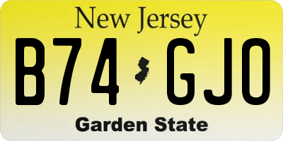 NJ license plate B74GJO