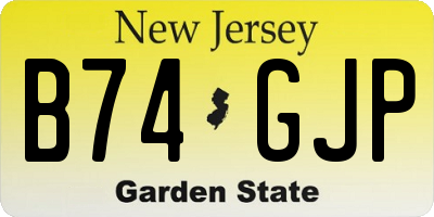 NJ license plate B74GJP