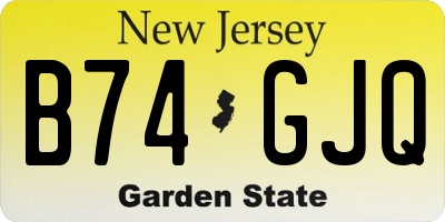 NJ license plate B74GJQ