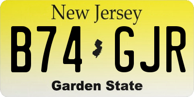 NJ license plate B74GJR
