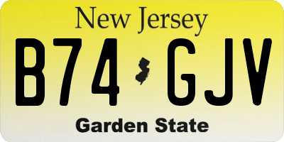 NJ license plate B74GJV