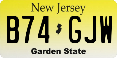 NJ license plate B74GJW