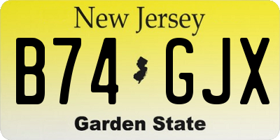 NJ license plate B74GJX