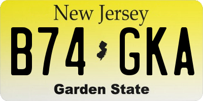NJ license plate B74GKA